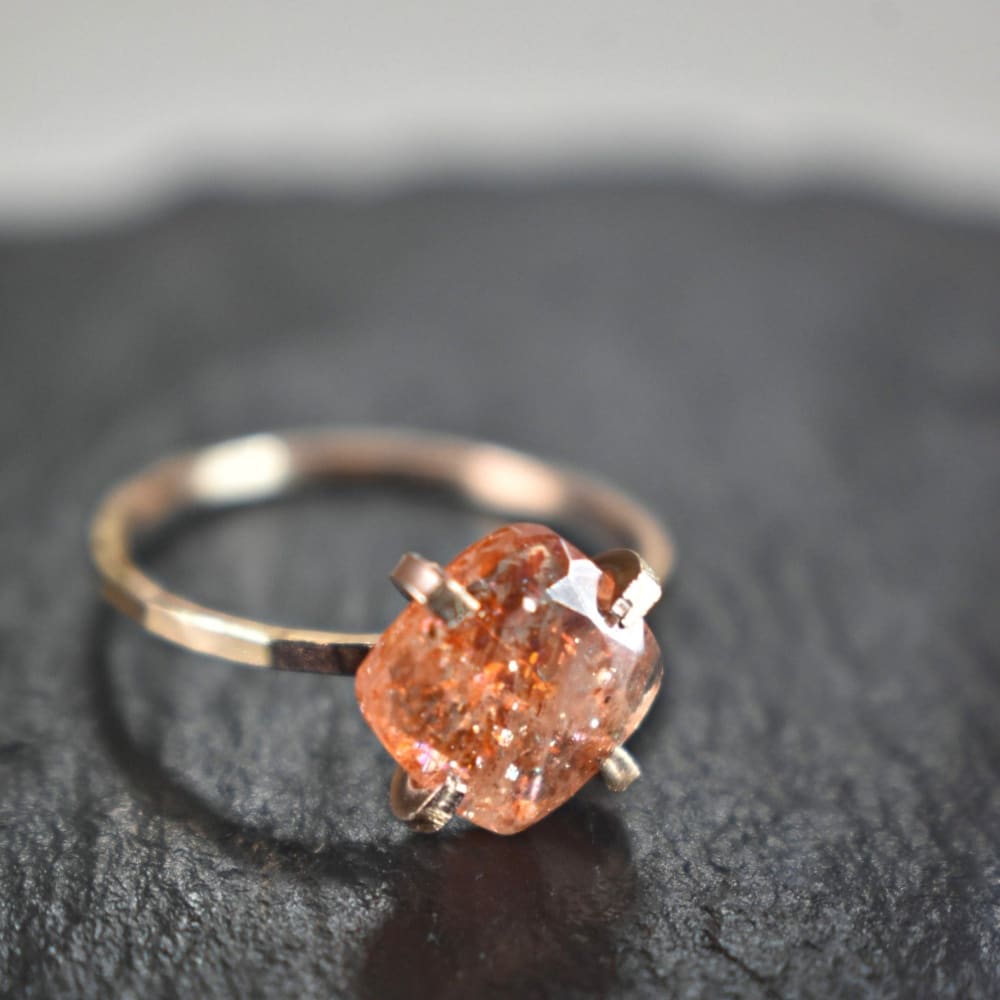 The Ashley - Natural Sunstone Rings Handmade Handcrafted