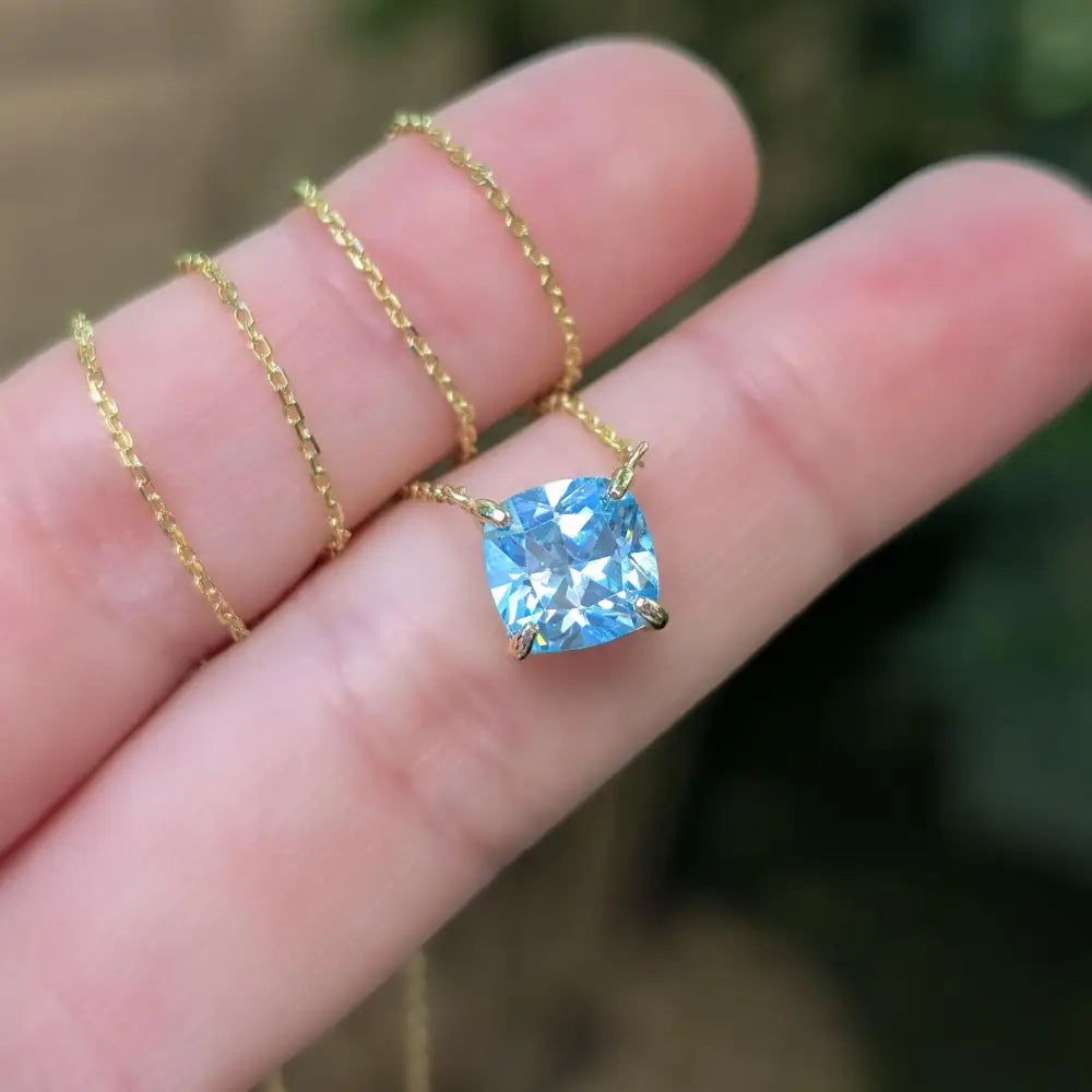 The Ashlynn - Brilliant Aquamarine Necklace Necklaces Handmade Handcrafted