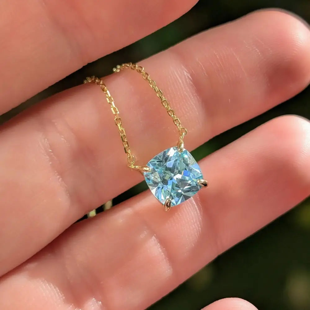The Ashlynn - Brilliant Aquamarine Necklace Necklaces Handmade Handcrafted