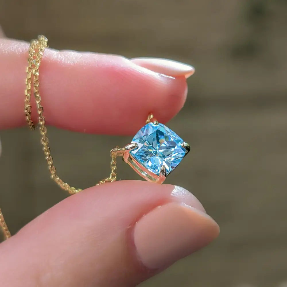 The Ashlynn - Brilliant Aquamarine Necklace Necklaces Handmade Handcrafted