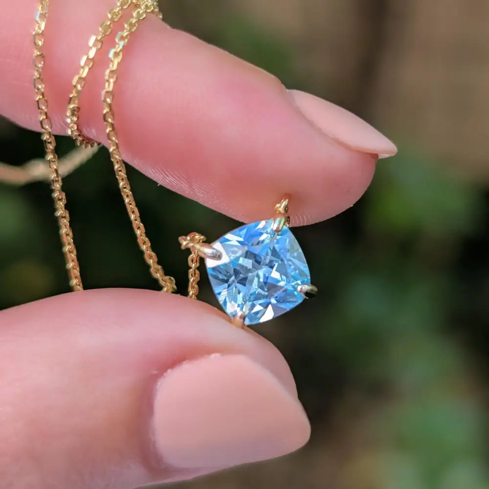 The Ashlynn - Brilliant Aquamarine Necklace Necklaces Handmade Handcrafted