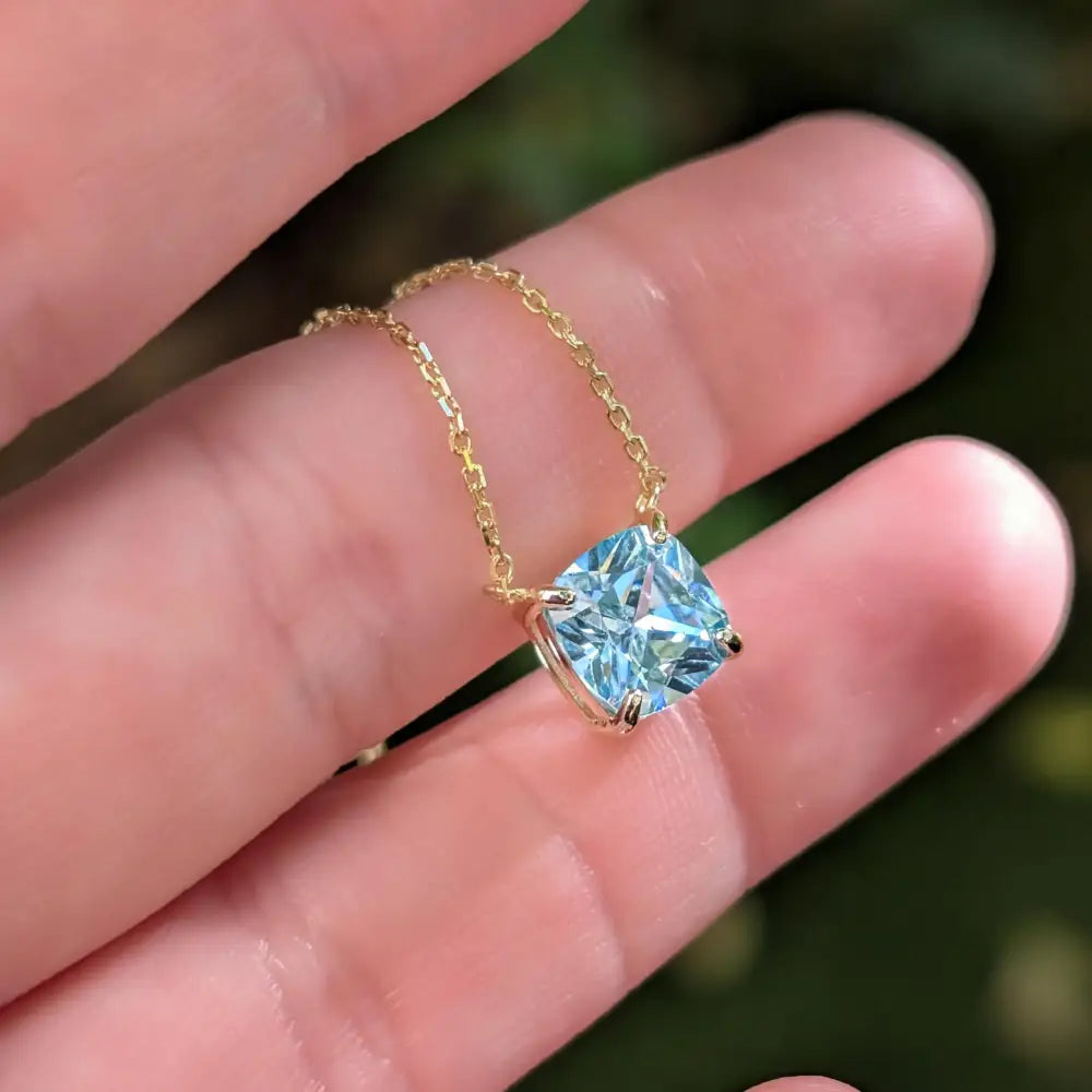 The Ashlynn - Brilliant Aquamarine Necklace Necklaces Handmade Handcrafted