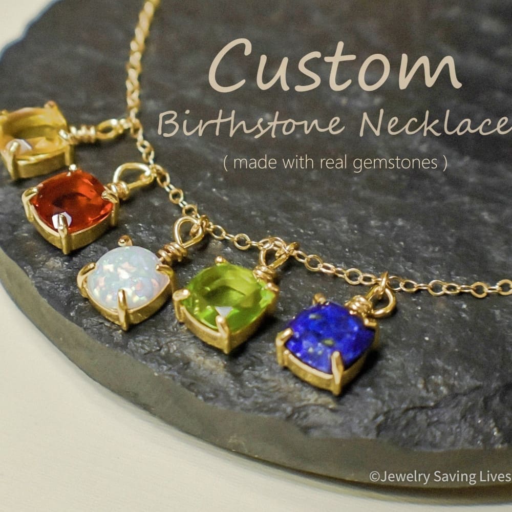 The Ashlynn Custom - Birthstone Family Necklace Necklaces Handmade Handcrafted