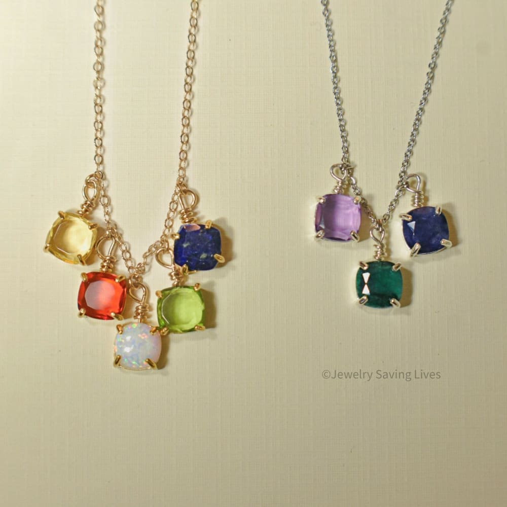 The Ashlynn Custom - Birthstone Family Necklace Necklaces Handmade Handcrafted