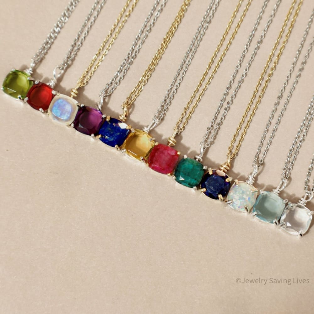 The Ashlynn Custom - Single Birthstone Necklace Necklaces Handmade Handcrafted