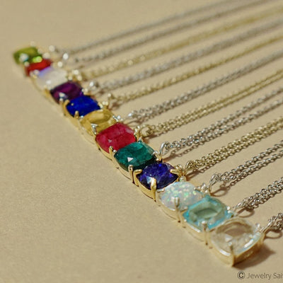 The Ashlynn Custom - Single Birthstone Necklace Necklaces Handmade Handcrafted