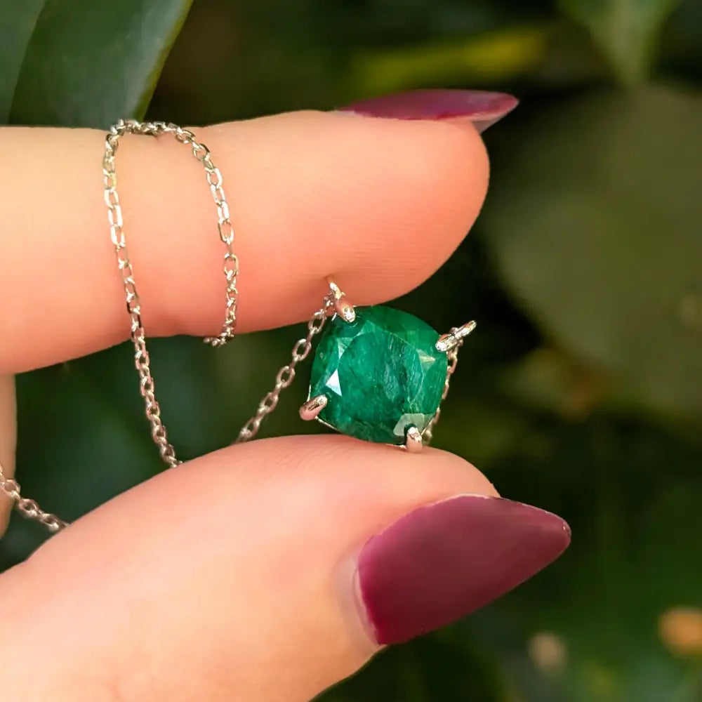 The Ashlynn - Natural Emerald Necklace Necklaces Handmade Handcrafted