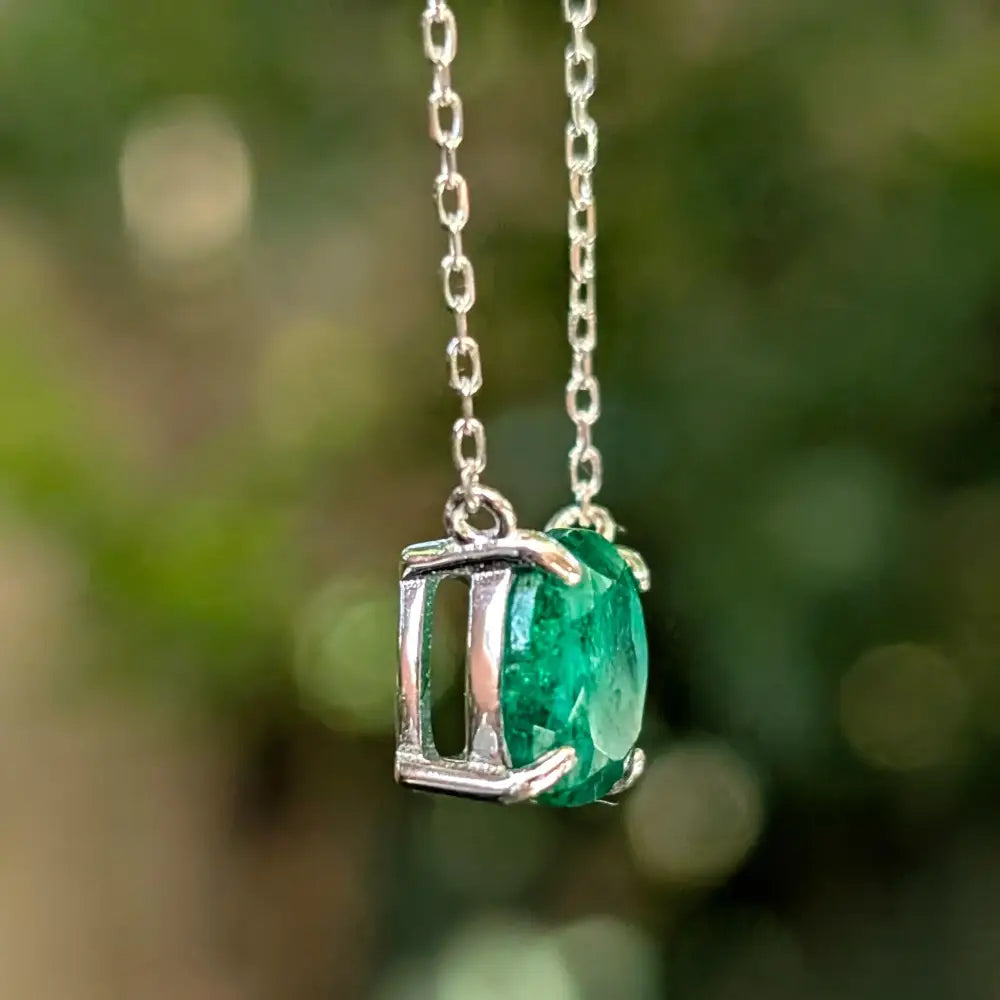 The Ashlynn - Natural Emerald Necklace Necklaces Handmade Handcrafted