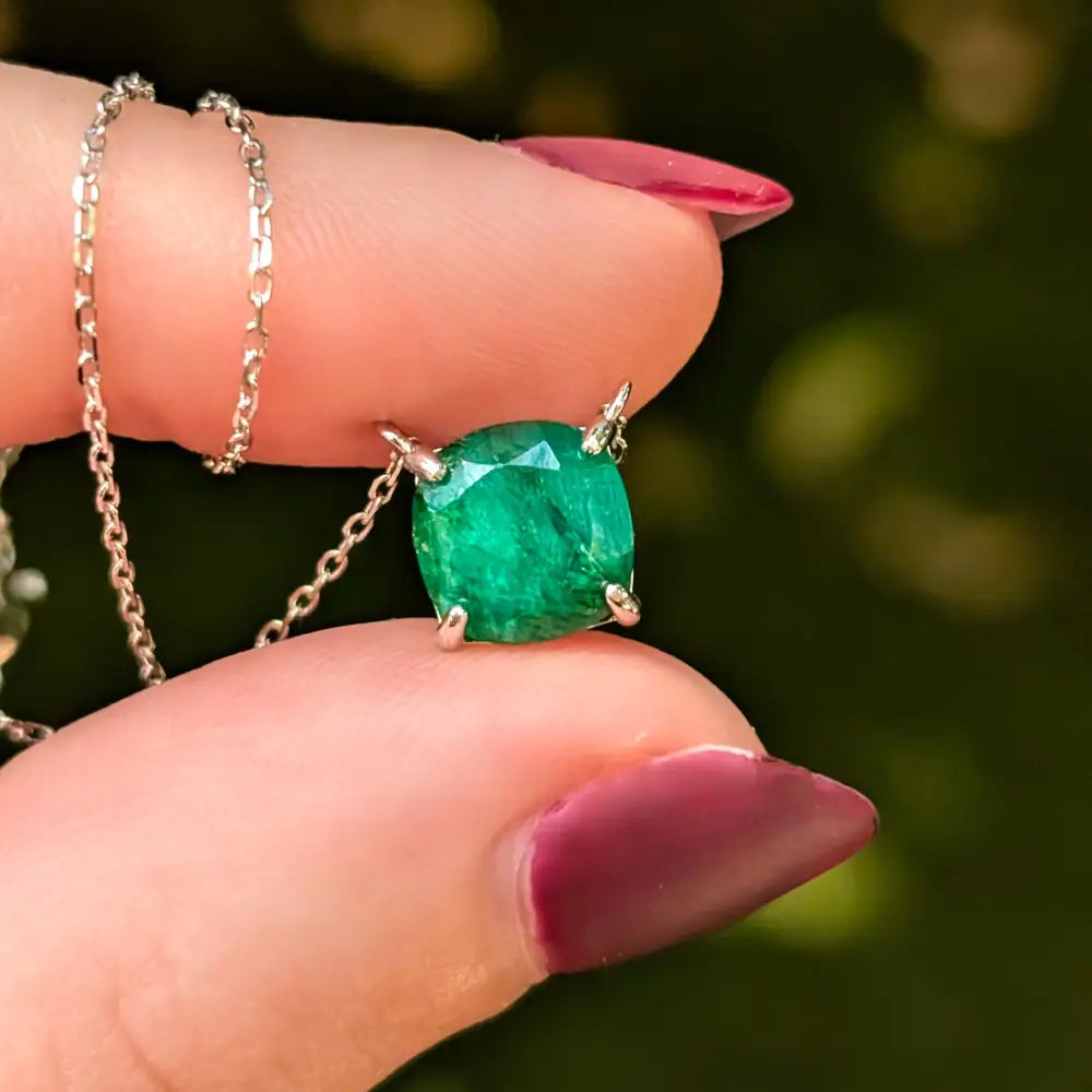 The Ashlynn - Natural Emerald Necklace Necklaces Handmade Handcrafted