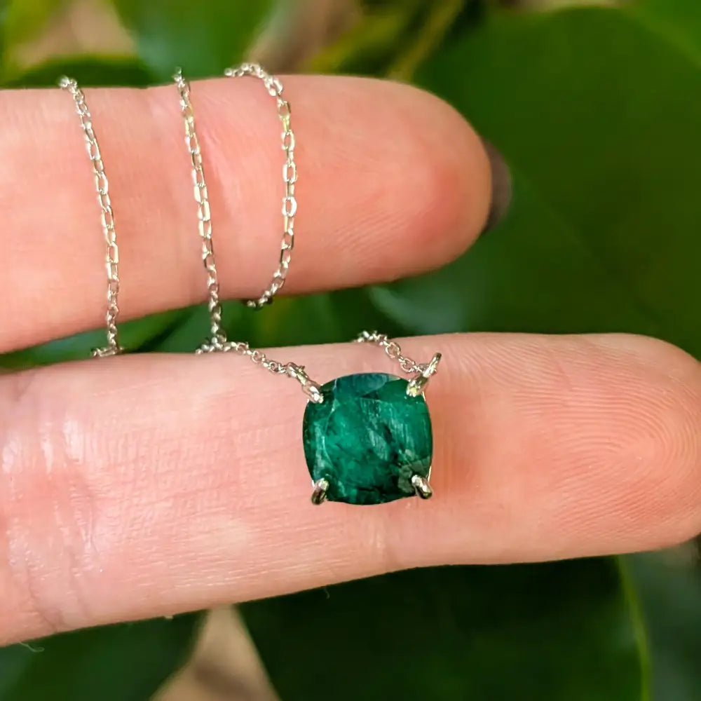 The Ashlynn - Natural Emerald Necklace Necklaces Handmade Handcrafted