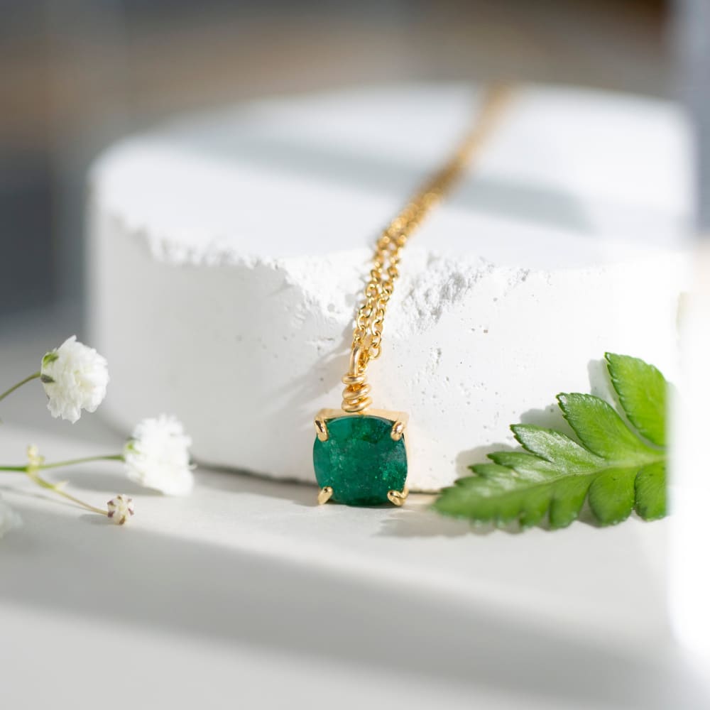 The Ashlynn - Natural Emerald Necklace Necklaces Handmade Handcrafted