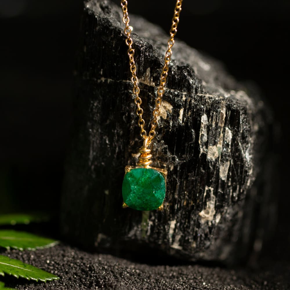 The Ashlynn - Natural Emerald Necklace Necklaces Handmade Handcrafted