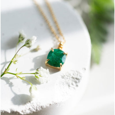 The Ashlynn - Natural Emerald Necklace Necklaces Handmade Handcrafted