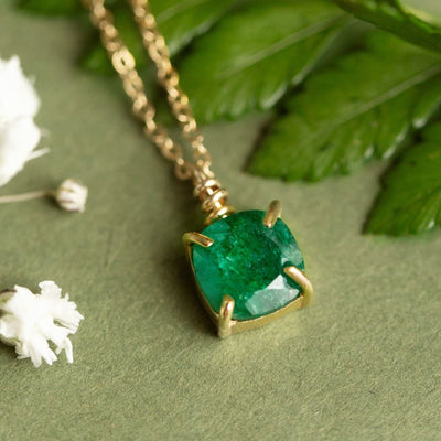 The Ashlynn - Natural Emerald Necklace Necklaces Handmade Handcrafted