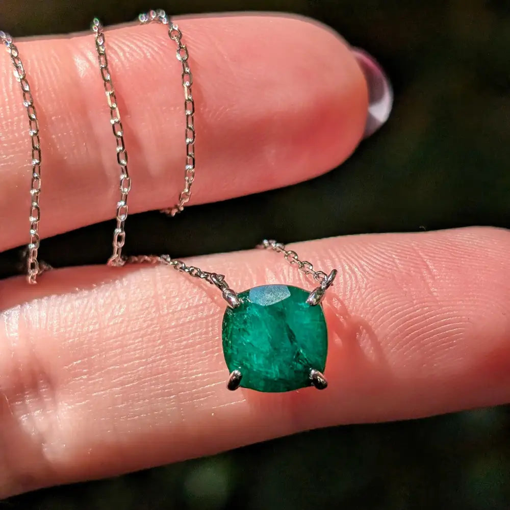 The Ashlynn - Natural Emerald Necklace Necklaces Handmade Handcrafted