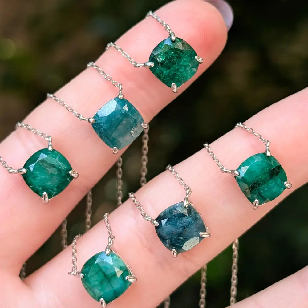 The Ashlynn - Natural Emerald Necklace Necklaces Handmade Handcrafted