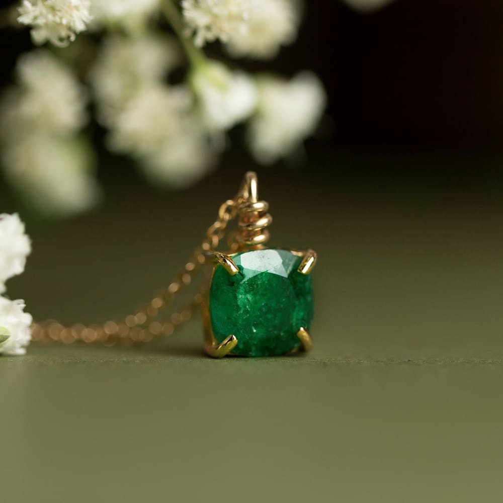 The Ashlynn - Natural Emerald Necklace Necklaces Handmade Handcrafted