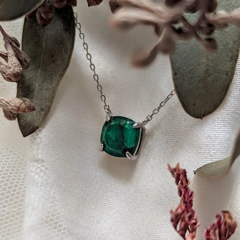 The Ashlynn - Natural Emerald Necklace Necklaces Handmade Handcrafted