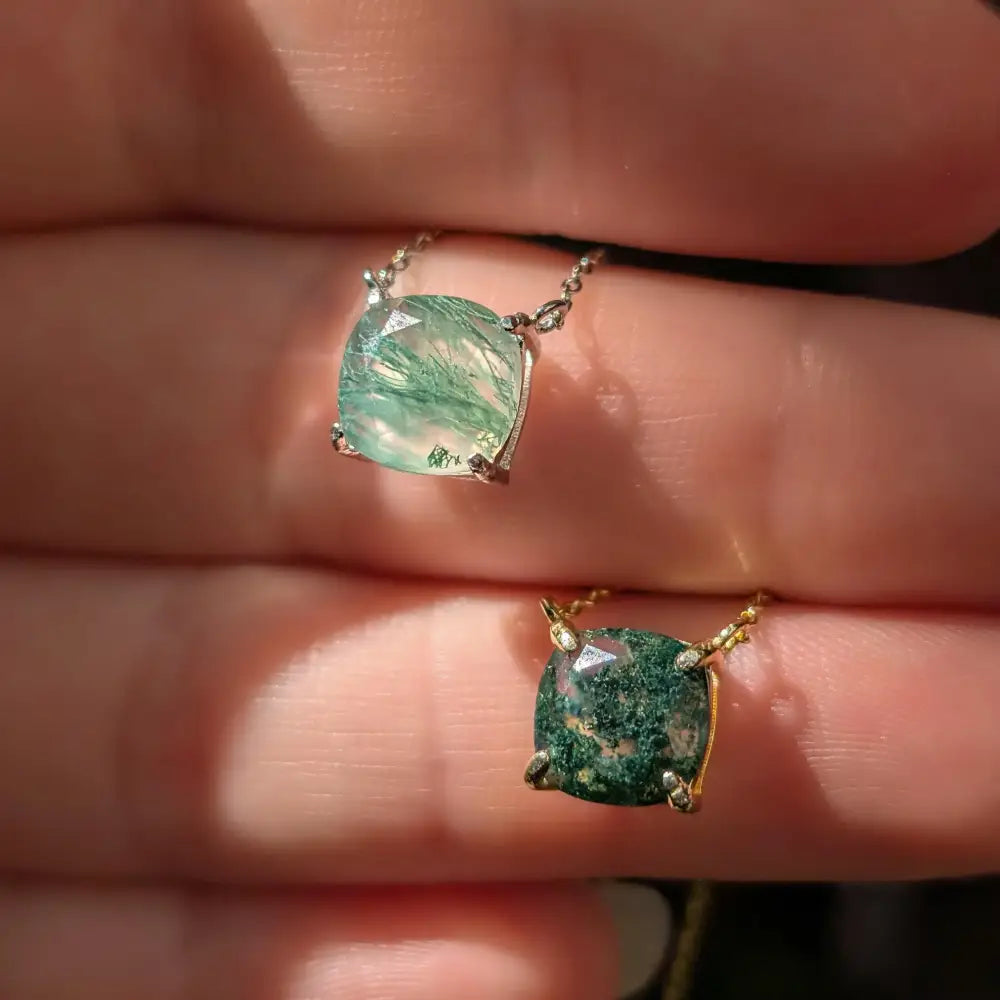 The Ashlynn- Natural Moss Agate Necklace Necklaces Handmade Handcrafted