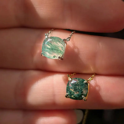 The Ashlynn- Natural Moss Agate Necklace Necklaces Handmade Handcrafted