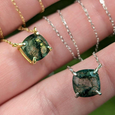 The Ashlynn- Natural Moss Agate Necklace Necklaces Handmade Handcrafted