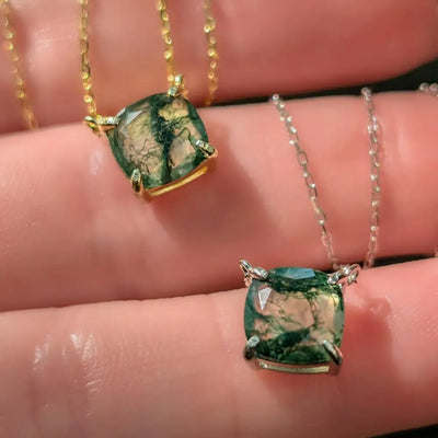 The Ashlynn- Natural Moss Agate Necklace Necklaces Handmade Handcrafted