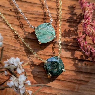 The Ashlynn- Natural Moss Agate Necklace Necklaces Handmade Handcrafted