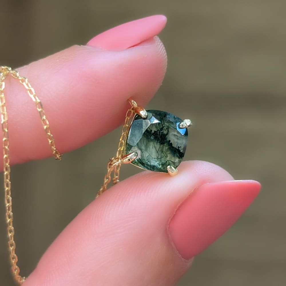 The Ashlynn- Natural Moss Agate Necklace Necklaces Handmade Handcrafted