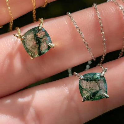 The Ashlynn- Natural Moss Agate Necklace Necklaces Handmade Handcrafted