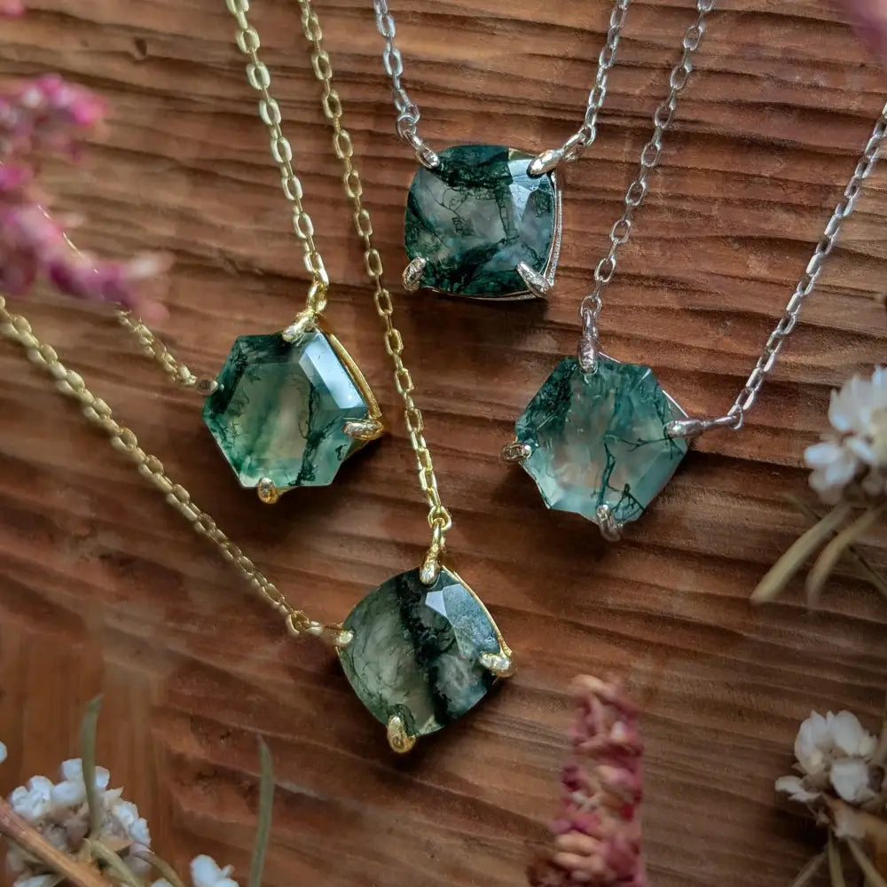 The Ashlynn- Natural Moss Agate Necklace Necklaces Handmade Handcrafted