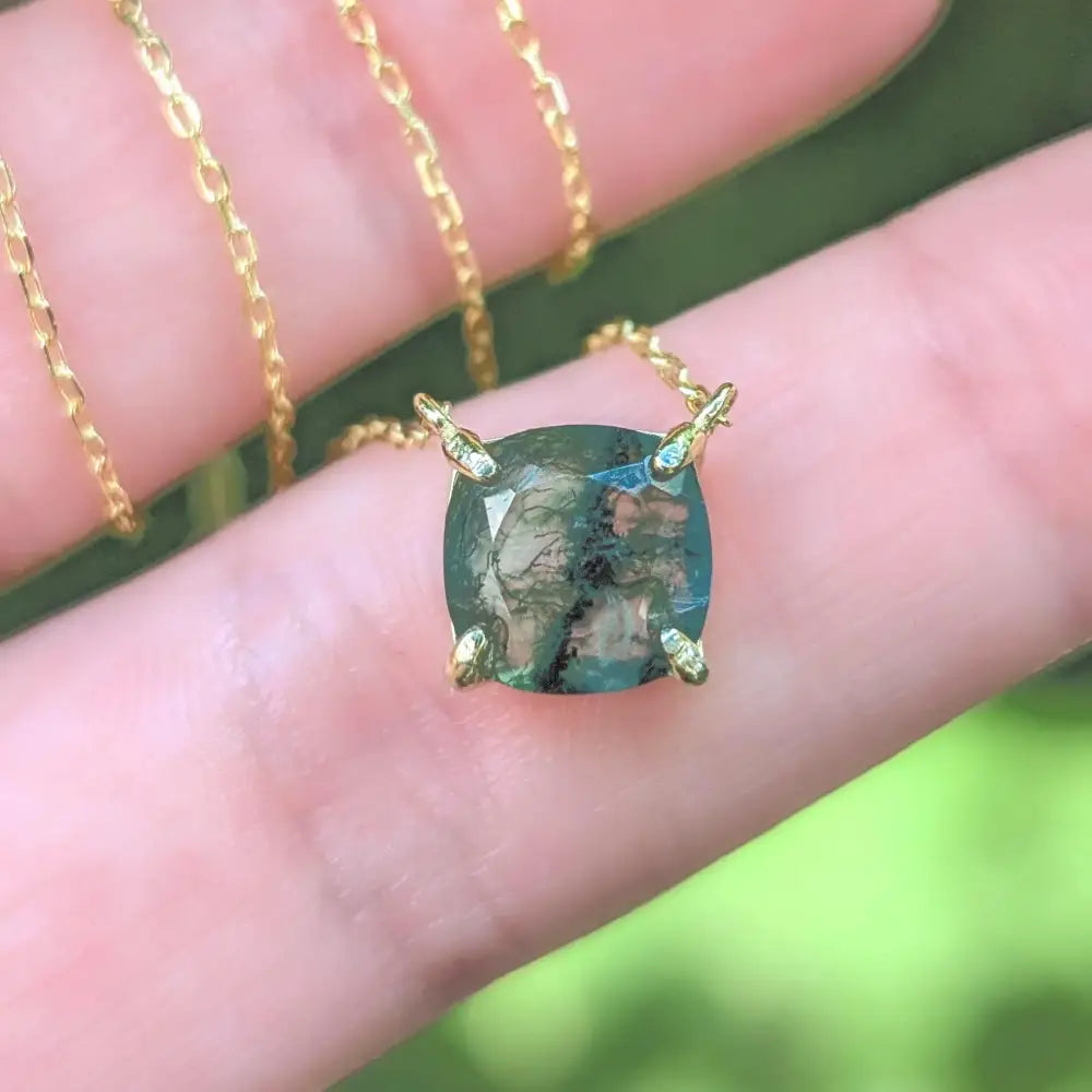 The Ashlynn- Natural Moss Agate Necklace Necklaces Handmade Handcrafted