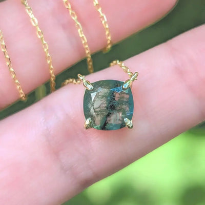 The Ashlynn- Natural Moss Agate Necklace Necklaces Handmade Handcrafted