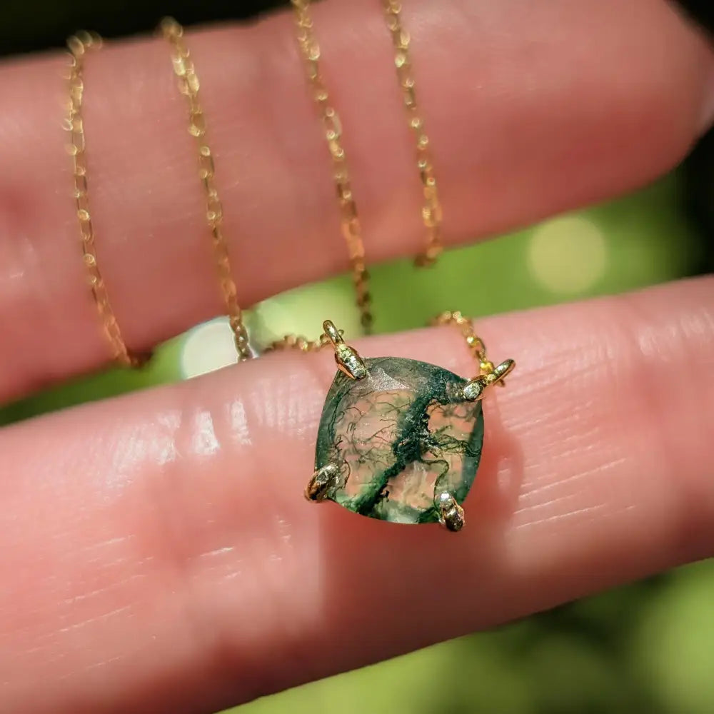 The Ashlynn- Natural Moss Agate Necklace Necklaces Handmade Handcrafted