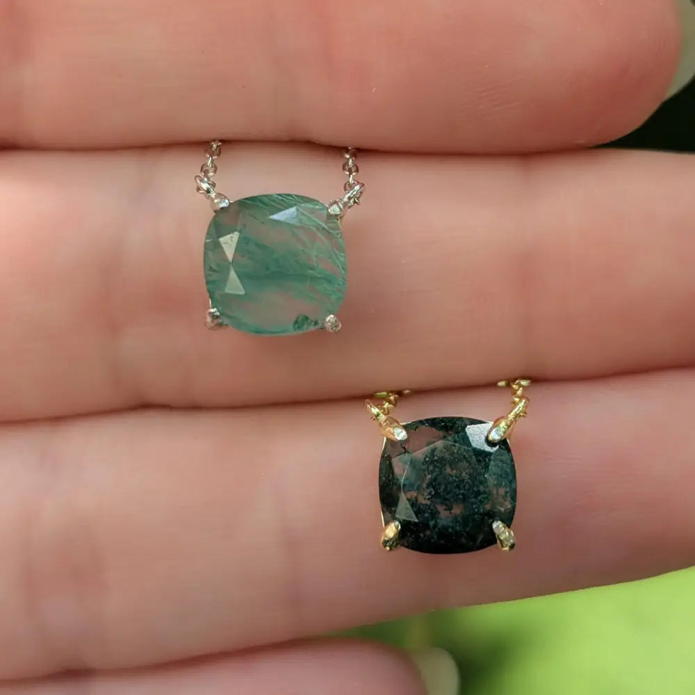 The Ashlynn- Natural Moss Agate Necklace Necklaces Handmade Handcrafted