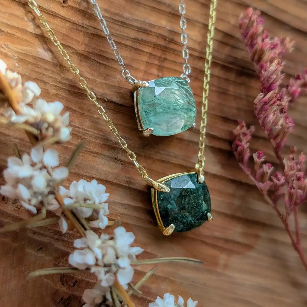 The Ashlynn- Natural Moss Agate Necklace Necklaces Handmade Handcrafted