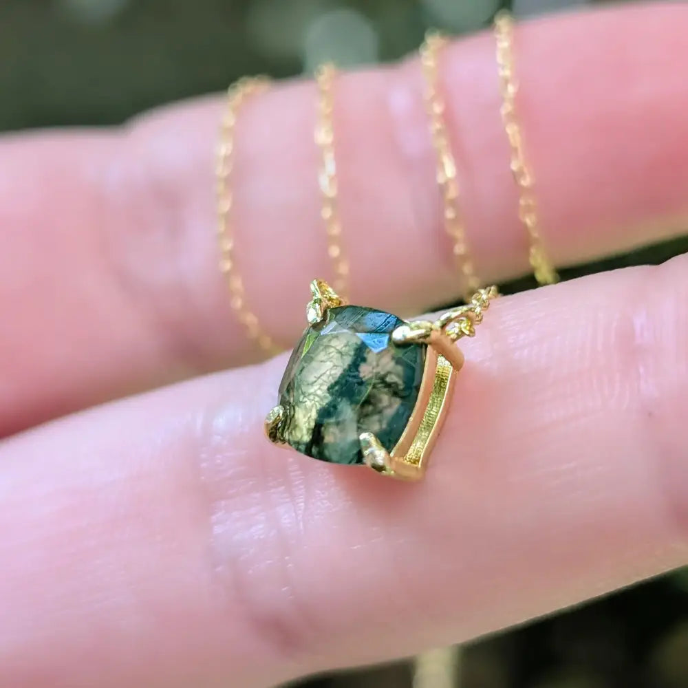 The Ashlynn- Natural Moss Agate Necklace Necklaces Handmade Handcrafted