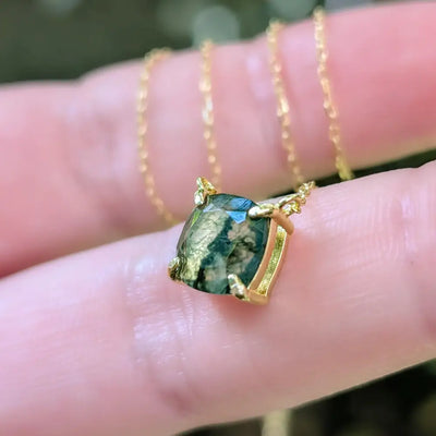 The Ashlynn- Natural Moss Agate Necklace Necklaces Handmade Handcrafted