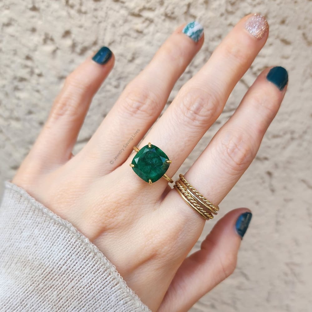 The Ashton - Natural Emerald Rings Handmade Handcrafted