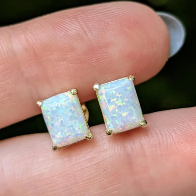 The Audette - Opal Stud Earrings Earrings Handmade Handcrafted