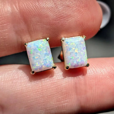 The Audette - Opal Stud Earrings Earrings Handmade Handcrafted