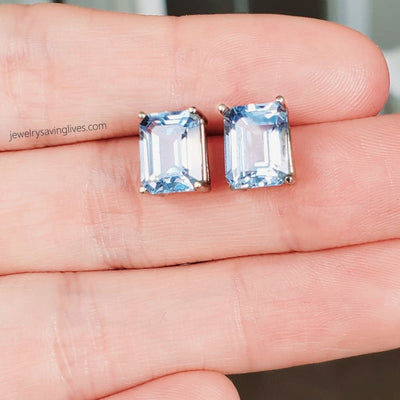 The Audie - Natural Aquamarine Stud Earrings Earrings Handmade JSL Made in USA