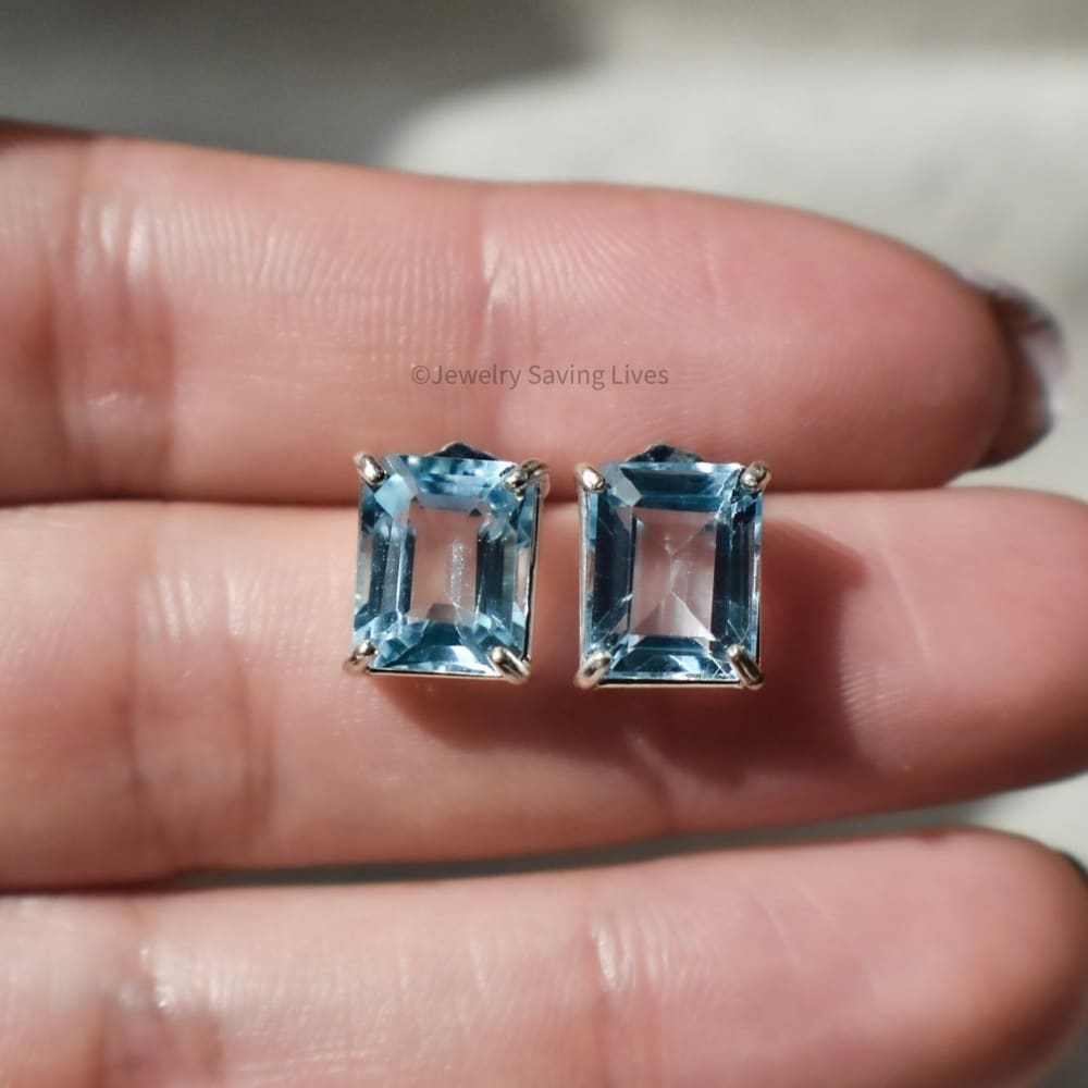 The Audie - Natural Aquamarine Stud Earrings Earrings Handmade JSL Made in USA