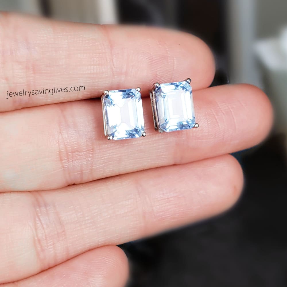 The Audie - Natural Aquamarine Stud Earrings Earrings Handmade Handcrafted