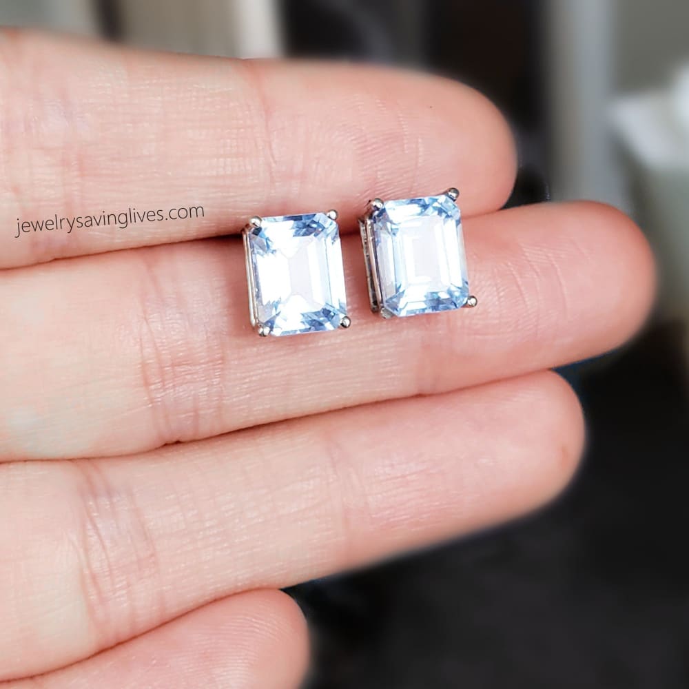 The Audie - Natural Aquamarine Stud Earrings Earrings Handmade JSL Made in USA