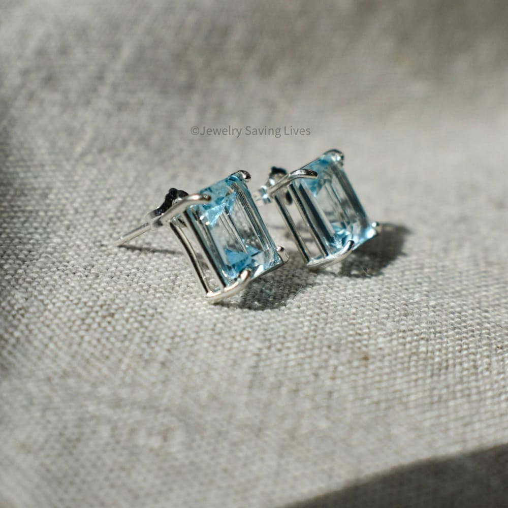 The Audie - Natural Aquamarine Stud Earrings Earrings Handmade JSL Made in USA