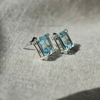 The Audie - Natural Aquamarine Stud Earrings Earrings Handmade JSL Made in USA