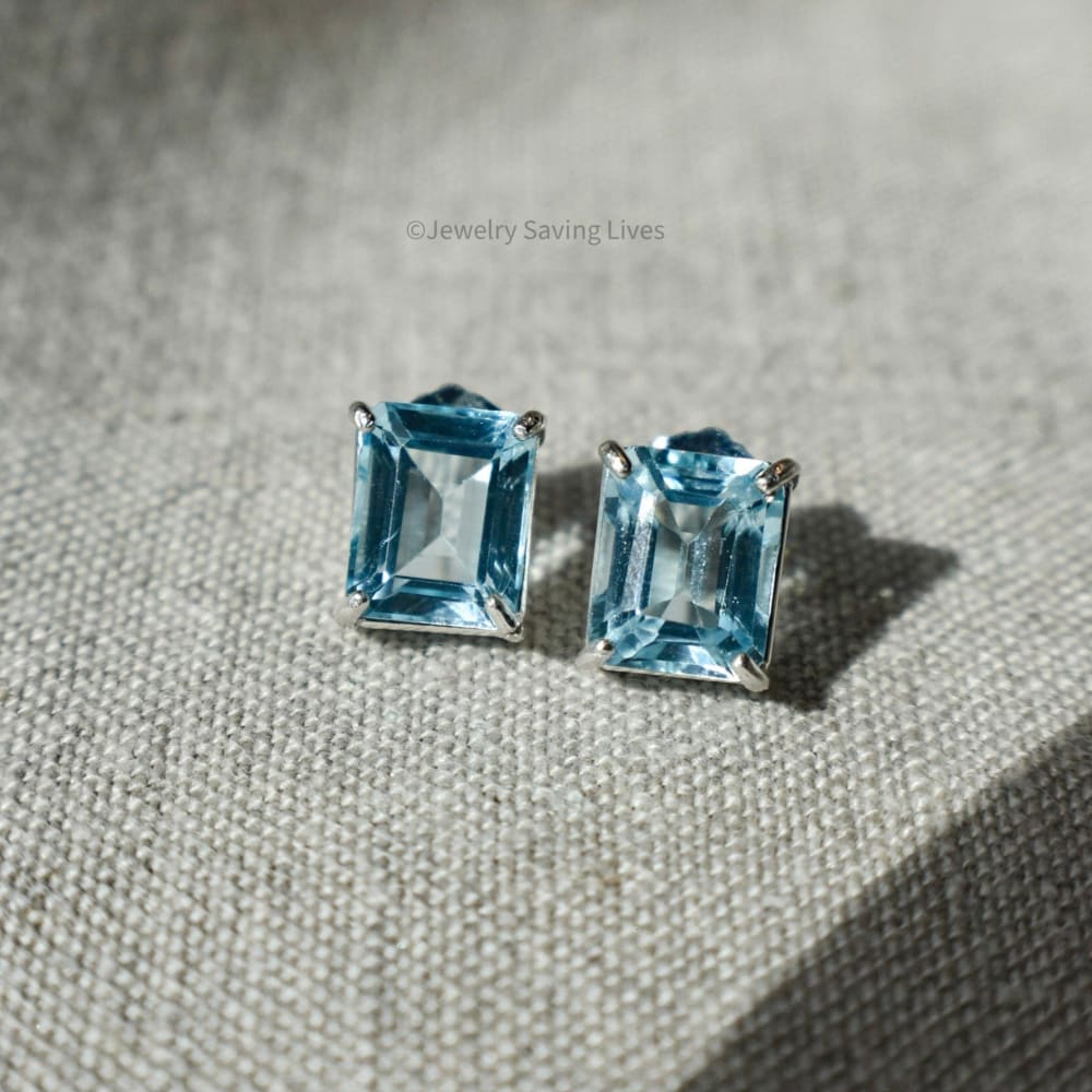 The Audie - Natural Aquamarine Stud Earrings Earrings Handmade Handcrafted