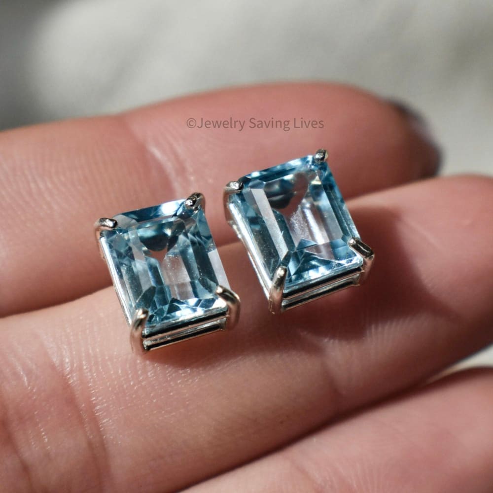 The Audie - Natural Aquamarine Stud Earrings Earrings Handmade Handcrafted