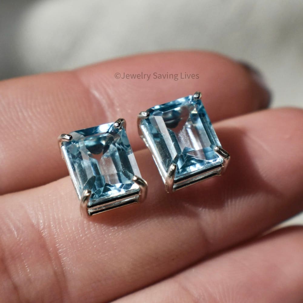 The Audie - Natural Aquamarine Stud Earrings Earrings Handmade JSL Made in USA