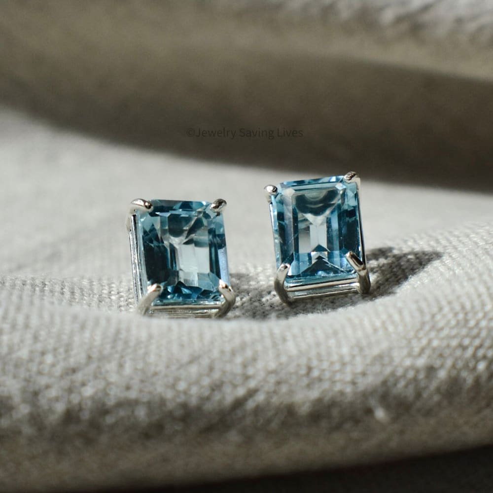 The Audie - Natural Aquamarine Stud Earrings Earrings Handmade Handcrafted
